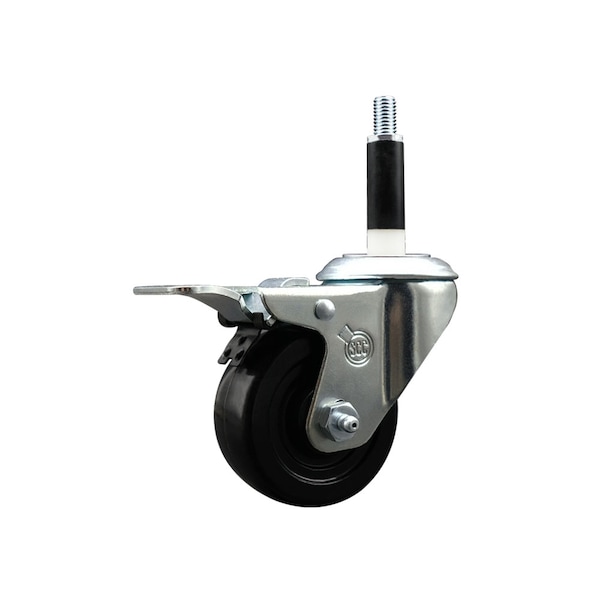 3'' Hard Rubber Swivel 7/8'' Expanding Stem Caster Total Lock Brake